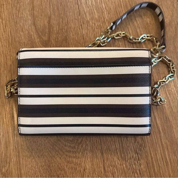 Tory Burch Striped Robinson Crossbody Wallet On Chain - Picture 9 of 10